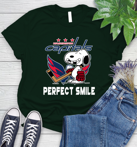 NHL Washington Capitals Snoopy Perfect Smile The Peanuts Movie Hockey T Shirt Women's T-Shirt 6