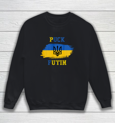 Ukraine Shirt Puck Futin Funny Stand With Ukraine Ukrainian Lover support Sweatshirt