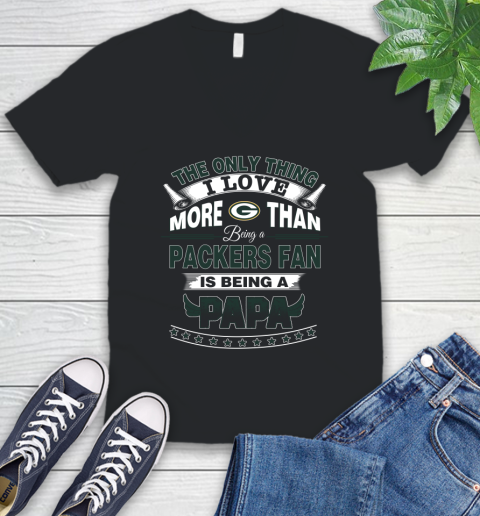NFL The Only Thing I Love More Than Being A Green Bay Packers Fan Is Being A Papa Football V-Neck T-Shirt