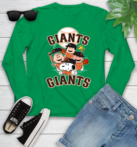 MLB San Francisco Giants Snoopy Charlie Brown Woodstock The Peanuts Movie Baseball T Shirt_000 Youth Long Sleeve 7