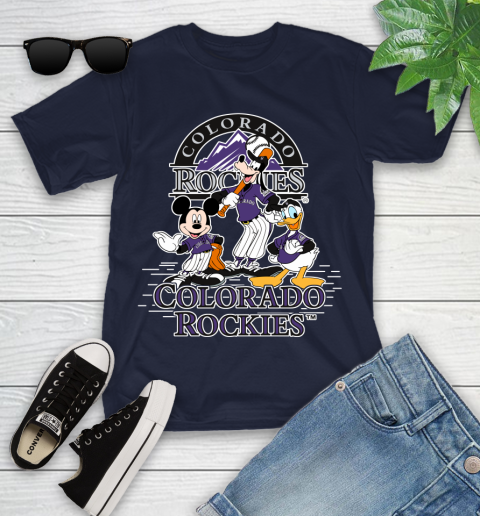 MLB Colorado Rockies Mickey Mouse Donald Duck Goofy Baseball T Shirt Youth T-Shirt 2