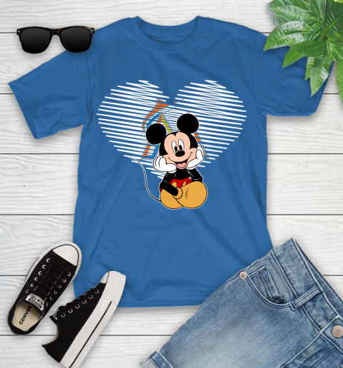 MLB Miami Marlins The Heart Mickey Mouse Disney Baseball T Shirt_000 Youth T-Shirt 12