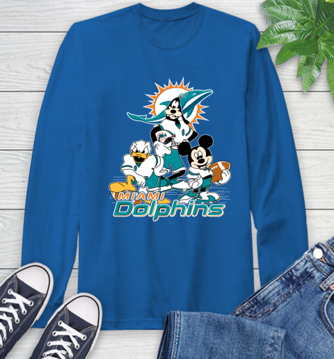 NFL Miami Dolphins Mickey Mouse Donald Duck Goofy Football Shirt Long Sleeve T-Shirt 10