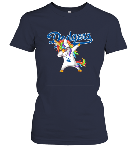 Los Angeles Dodgers Unicorn Dabbing Baseball Sports Shirts Women T