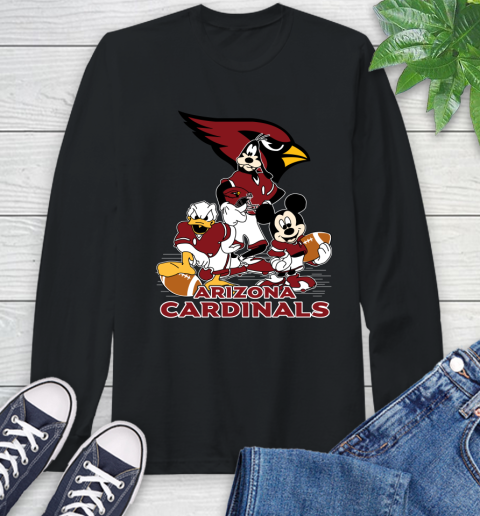 NFL Arizona Cardinals Mickey Mouse Donald Duck Goofy Football Shirt Long Sleeve T-Shirt