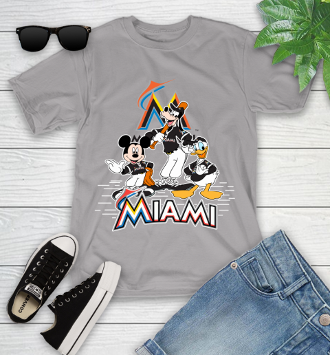 MLB Miami Marlins Mickey Mouse Donald Duck Goofy Baseball T Shirt Youth T-Shirt 4