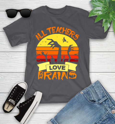 Halloween All Teachers Love Brains Sunset Youth T-Shirt 6