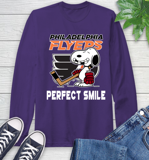 NHL Philadelphia Flyers Snoopy Perfect Smile The Peanuts Movie Hockey T Shirt Long Sleeve T-Shirt 5