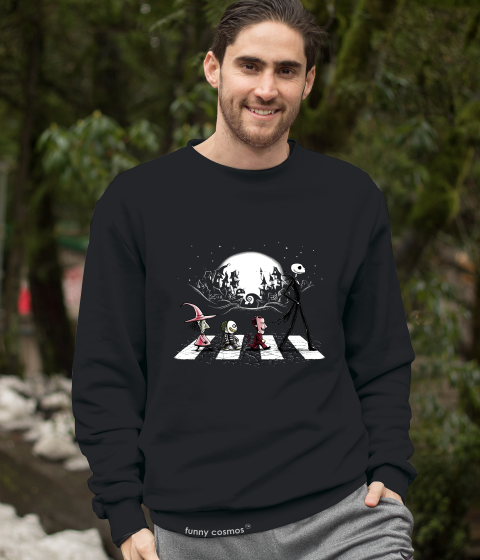 Nightmare Before Christmas T Shirt, Jack Skellington Abbey Road T Shirt, Horror Character Tshirt, Halloween Gifts