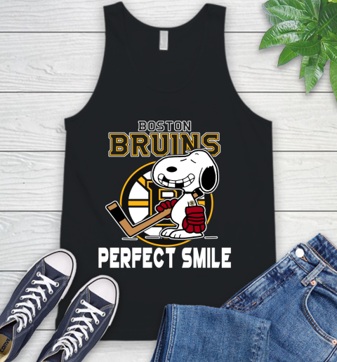 NHL Boston Bruins Snoopy Perfect Smile The Peanuts Movie Hockey T Shirt Tank Top