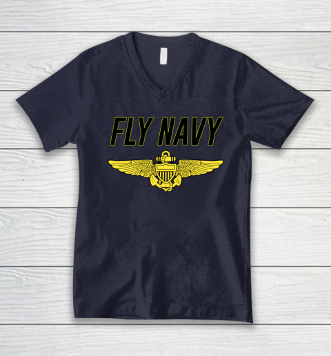 Fly Navy Shirt Pilot Wings V-Neck T-Shirt 2