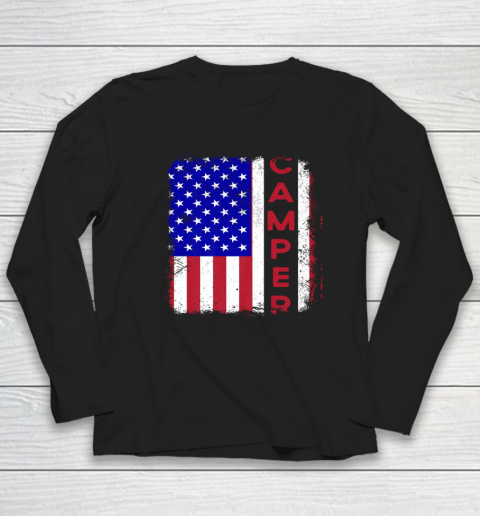 Camper USA Camping Patriotic American Flag Vintage Long Sleeve T-Shirt