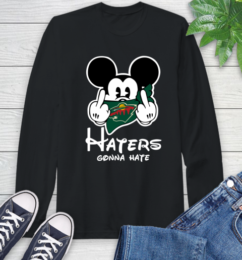 NHL Minnesota Wild Haters Gonna Hate Mickey Mouse Disney Hockey T Shirt Long Sleeve T-Shirt