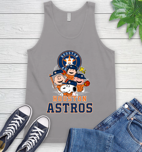 MLB Houston Astros Snoopy Charlie Brown Woodstock The Peanuts Movie Baseball T Shirt Tank Top 3