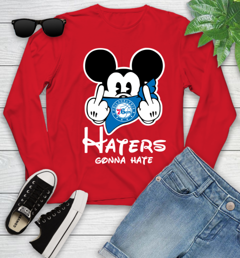 NBA Philadelphia 76ers Haters Gonna Hate Mickey Mouse Disney Basketball T Shirt Youth Long Sleeve 11