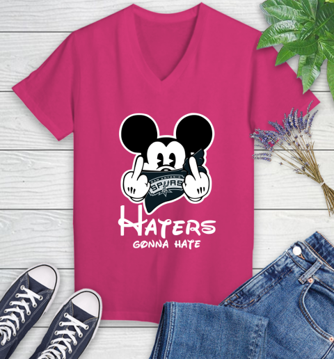 NBA San Antonio Spurs Haters Gonna Hate Mickey Mouse Disney Basketball T Shirt Women's V-Neck T-Shirt 9