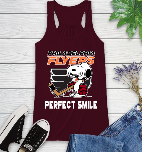 NHL Philadelphia Flyers Snoopy Perfect Smile The Peanuts Movie Hockey T Shirt Racerback Tank 2