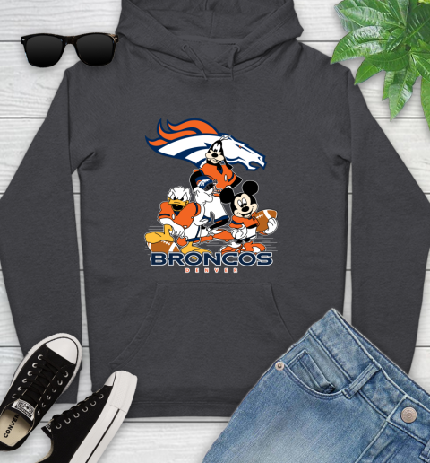 NFL Denver Broncos Mickey Mouse Donald Duck Goofy Football Shirt Youth Hoodie 8