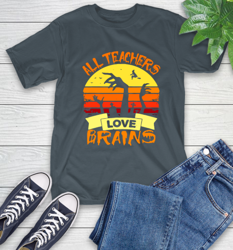 Halloween All Teachers Love Brains Sunset T-Shirt 22