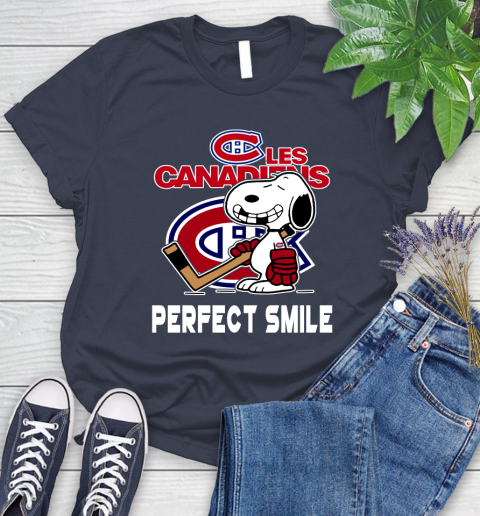 NHL Montreal Canadiens Snoopy Perfect Smile The Peanuts Movie Hockey T Shirt Women's T-Shirt 14