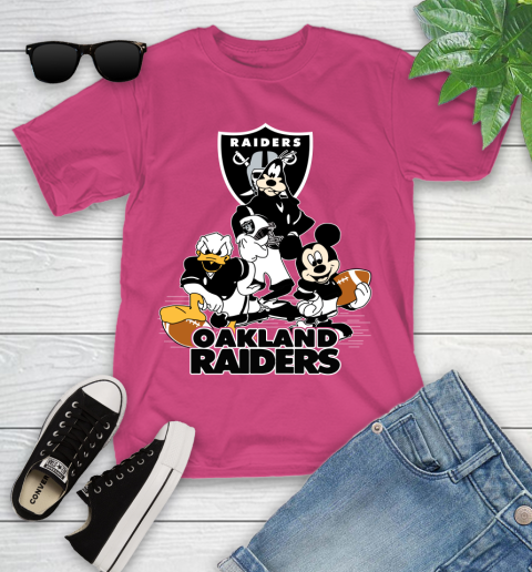 NFL Oakland Raiders Mickey Mouse Donald Duck Goofy Football Shirt Youth T-Shirt 11