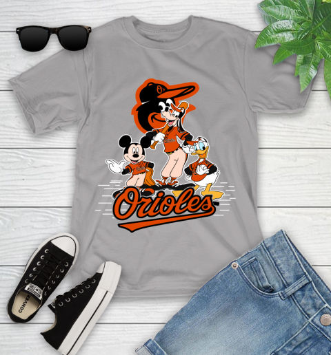 MLB Baltimore Orioles Mickey Mouse Donald Duck Goofy Baseball T Shirt Youth  T-Shirt