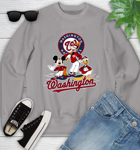 MLB Washington Nationals Mickey Mouse Donald Duck Goofy Baseball T Shirt Youth Sweatshirt 3