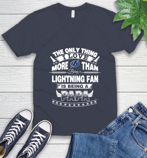 NHL The Only Thing I Love More Than Being A Tampa Bay Lightning Fan Is Being A Papa Hockey V-Neck T-Shirt 8