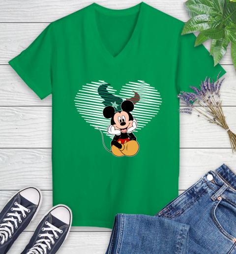 NFL Houston Texans The Heart Mickey Mouse Disney Football T Shirt_000 Women's V-Neck T-Shirt 5