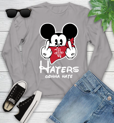 NBA Houston Rockets Haters Gonna Hate Mickey Mouse Disney Basketball T Shirt Youth Long Sleeve 5
