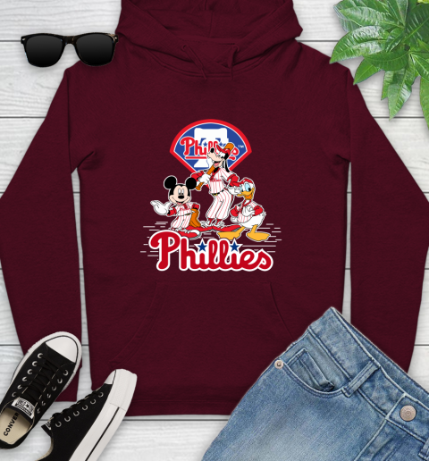 MLB Philadelphia Phillies Mickey Mouse Donald Duck Goofy Baseball T Shirt Youth Hoodie 7