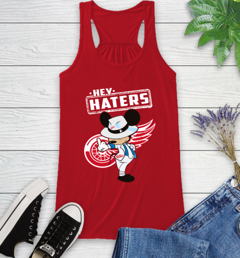 NHL Hey Haters Mickey Hockey Sports Detroit Red Wings Racerback Tank 5