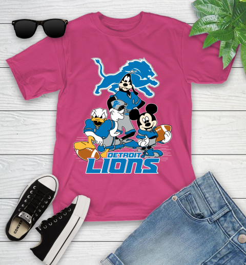 NFL Detroit Lions Mickey Mouse Donald Duck Goofy Football Shirt Youth T-Shirt 11