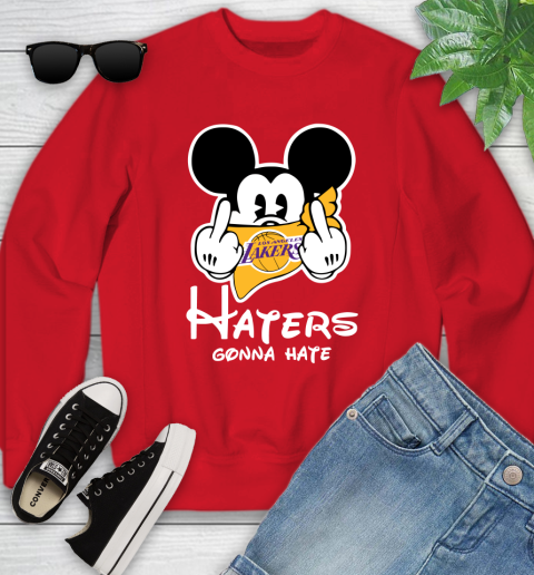 NBA Los Angeles Lakers Haters Gonna Hate Mickey Mouse Disney Basketball T Shirt Youth Sweatshirt 8