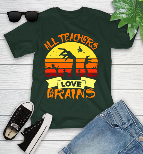 Halloween All Teachers Love Brains Sunset Youth T-Shirt 5