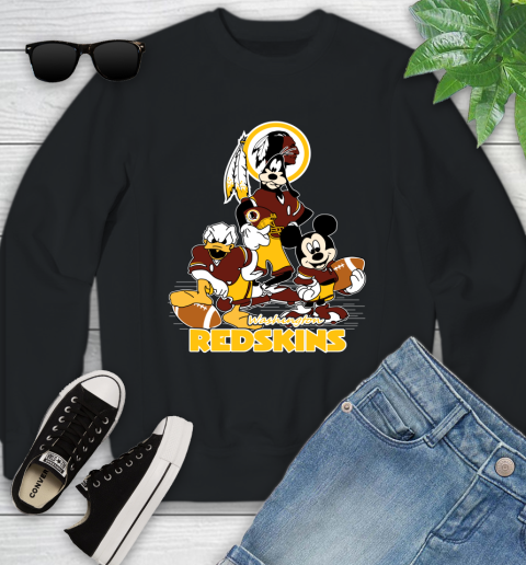 NFL Washington Redskins Mickey Mouse Donald Duck Goofy Football Shirt Youth Sweatshirt