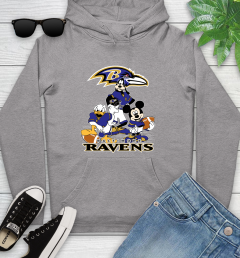NFL Baltimore Ravens Mickey Mouse Donald Duck Goofy Football Shirt Youth Hoodie 6
