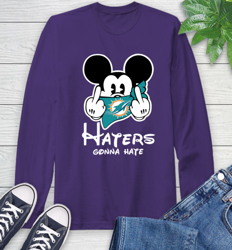 NFL Miami Dolphins Haters Gonna Hate Mickey Mouse Disney Football T Shirt Long Sleeve T-Shirt 6 NFL Miami Dolphins Haters Gonna Hate Mickey Mouse Disney Football T Shirt Long Sleeve T-Shirt - Image 6