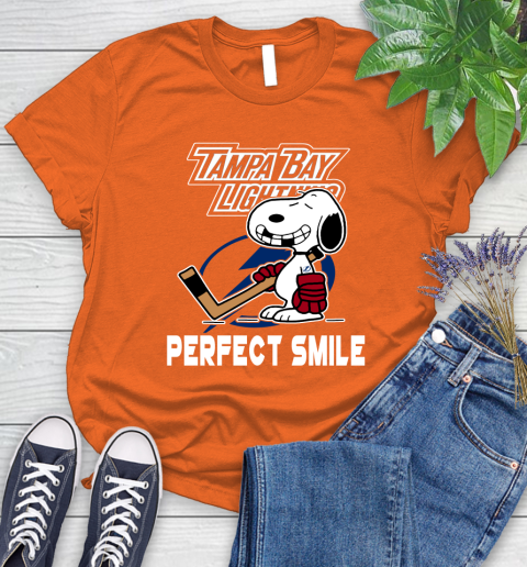 NHL Tampa Bay Lightning Snoopy Perfect Smile The Peanuts Movie Hockey T Shirt Women's T-Shirt 3
