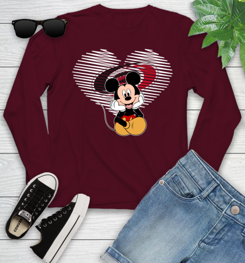 NHL Carolina Hurricanes The Heart Mickey Mouse Disney Hockey Youth Long Sleeve 6