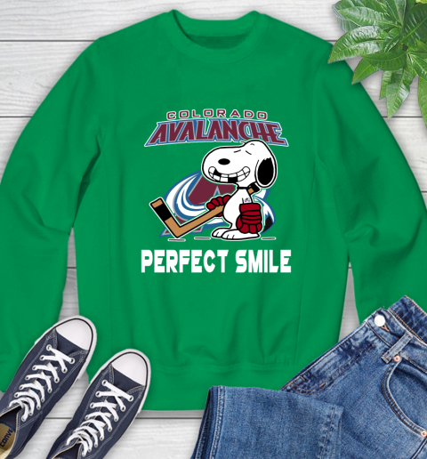 NHL Colorado Avalanche Snoopy Perfect Smile The Peanuts Movie Hockey T Shirt Sweatshirt 7
