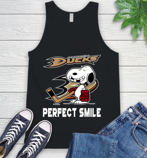 NHL Anaheim Ducks Snoopy Perfect Smile The Peanuts Movie Hockey T Shirt Tank Top