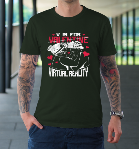 V Is For Virtual Reality Funny Valentine Couples Lovers Kiss T-Shirt 11