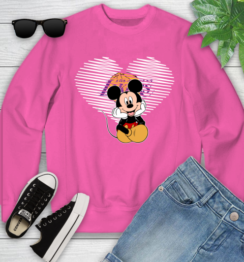 NBA Los Angeles Lakers The Heart Mickey Mouse Disney Basketball Youth Sweatshirt 6