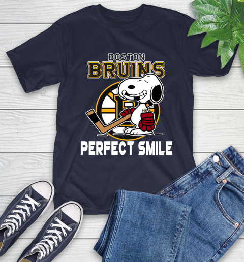 NHL Boston Bruins Snoopy Perfect Smile The Peanuts Movie Hockey T Shirt T-Shirt 3