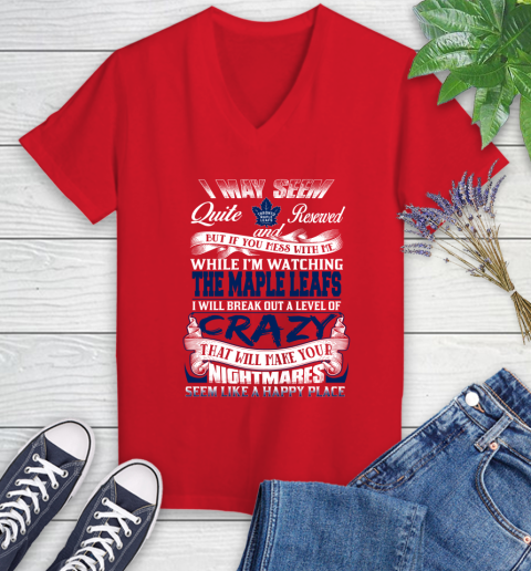 Toronto Maple Leafs NHL Hockey Don't Mess With Me While I'm Watching My Team Women's V-Neck T-Shirt 11