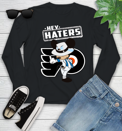 NHL Hey Haters Mickey Hockey Sports Philadelphia Flyers Youth Long Sleeve
