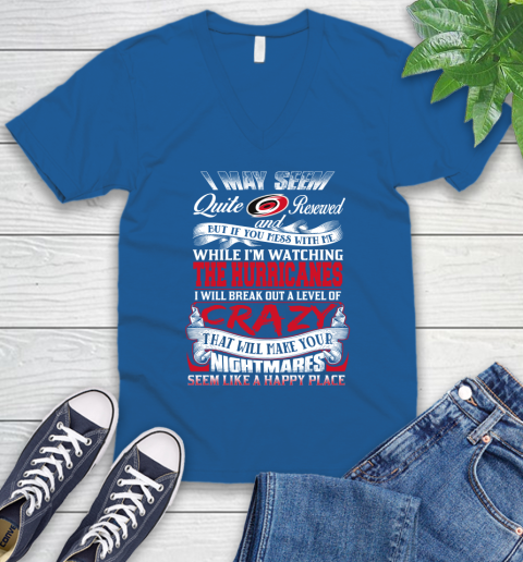 Carolina Hurricanes NHL Hockey Don't Mess With Me While I'm Watching My Team V-Neck T-Shirt 5