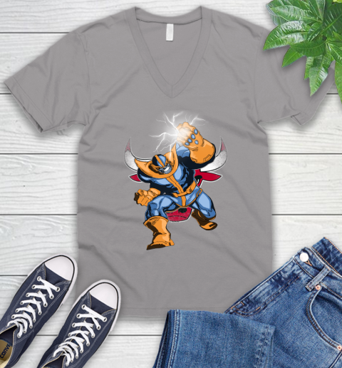 Chicago Bulls NBA Basketball Thanos Avengers Infinity War Marvel V-Neck T-Shirt 3