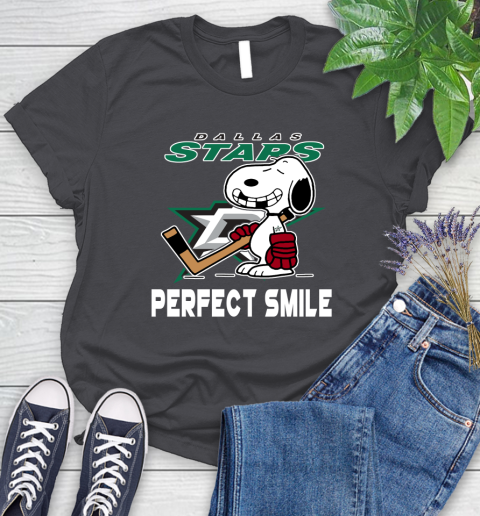 NHL Dallas Stars Snoopy Perfect Smile The Peanuts Movie Hockey T Shirt Women's T-Shirt 8